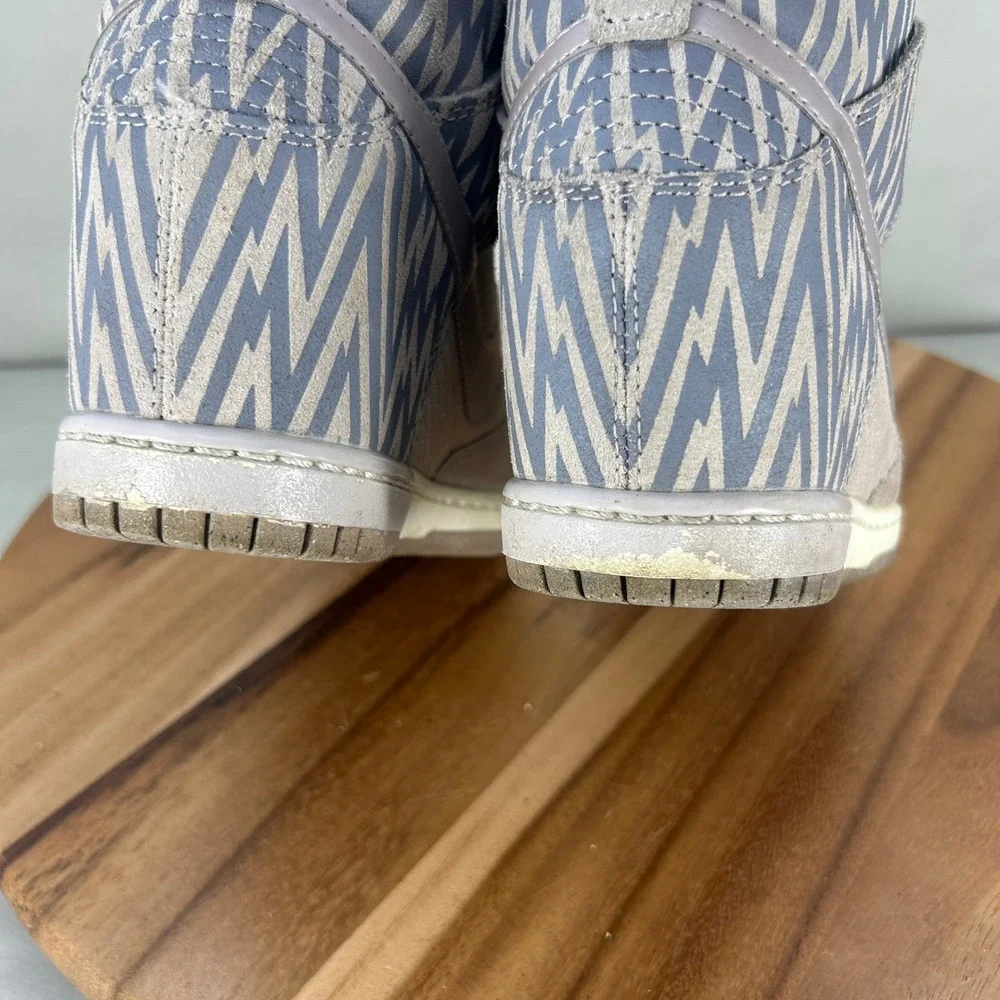 Nike Dunk Sky Hi Grey Suede Zig Zag Wedge Sneakers 543258-003 Womens Size 6.5